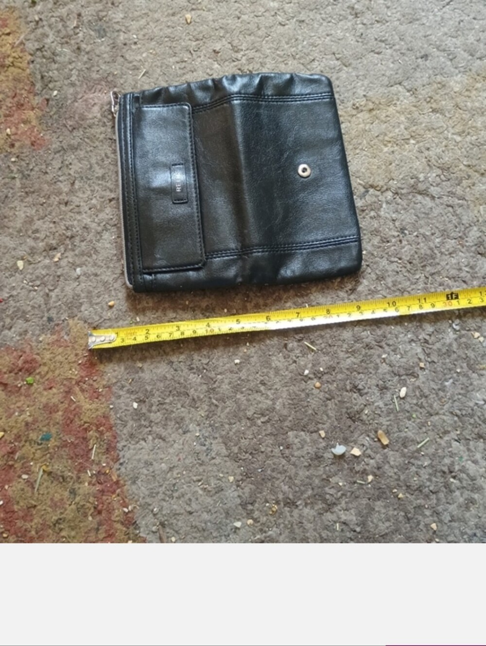 Black Leather Foldover Wristlet Clutch